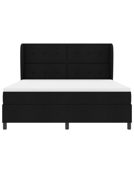 Letto a Box Spring Nero con Materasso, 180x200 cm, Tessuto