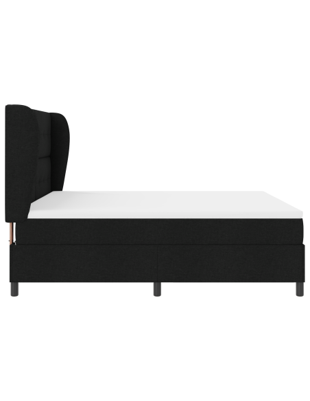 Letto a Box Spring Nero con Materasso, 180x200 cm, Tessuto