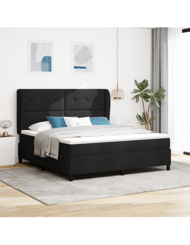 Letto a molle con materasso Nero 180 x 200 cm Tessuto