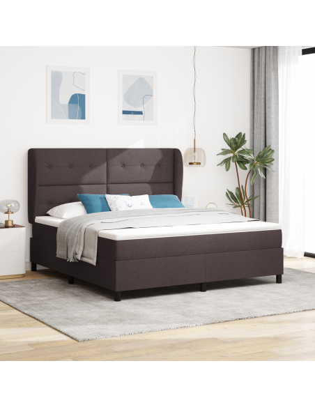 Letto a box spring  con materasso in marrone scuro, 180x200 cm, tessuto