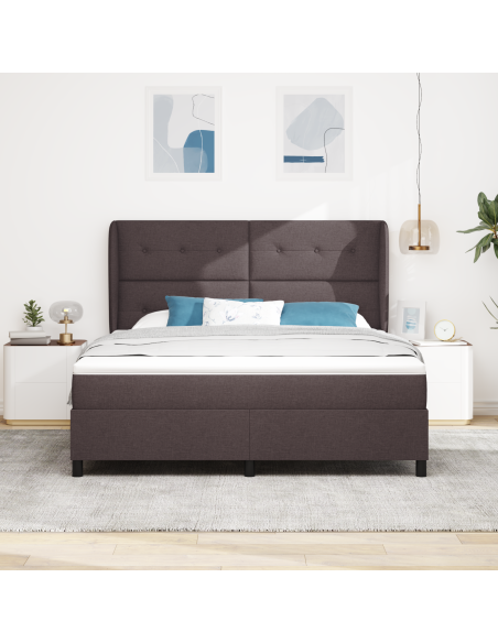 Letto a box spring  con materasso in marrone scuro, 180x200 cm, tessuto