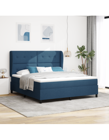 Letto a molle con materasso Blu 180 x 200 cm Tessuto