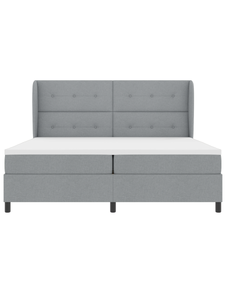 Letto Box Spring  con Materasso - Grigio Chiaro, 200x200 cm, Tessuto