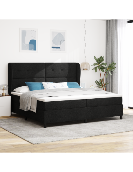 Letto a Rete con Materasso Nero 200x200 cm Tessuto