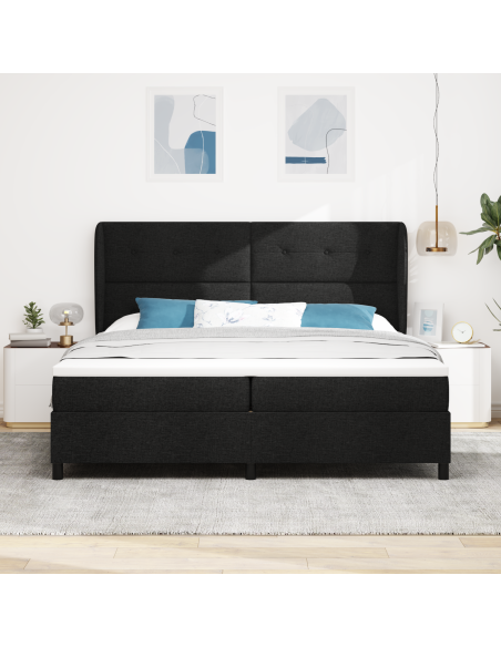 Letto a Rete con Materasso Nero 200x200 cm Tessuto