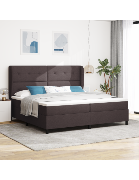 Letto Box Spring con Materasso in Marrone Scuro, 200x200 cm Tessuto