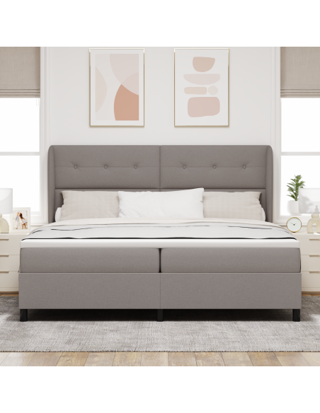 letto a molle con materasso in tortora, 200x200 cm, tessuto