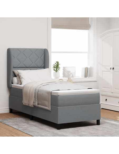 Letto a molle con materasso Grigio chiaro 80 x 200 cm Tessuto