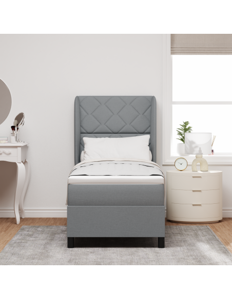 Letto a molle con materasso  in grigio chiaro, 80x200 cm, tessuto
