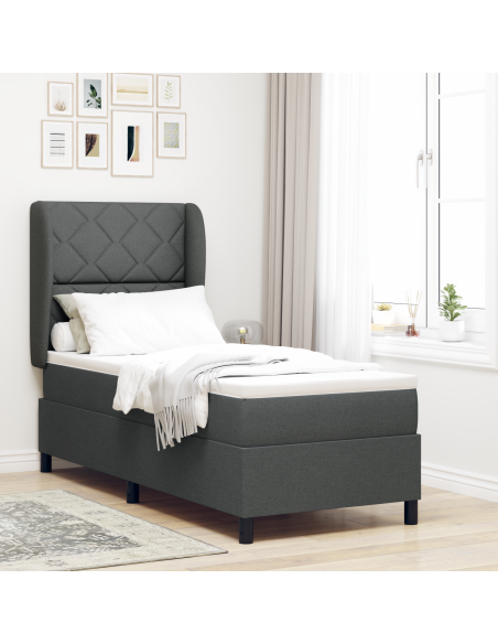 Letto con Reticolato e Materasso Grigio Scuro, 80x200 cm, Tessuto