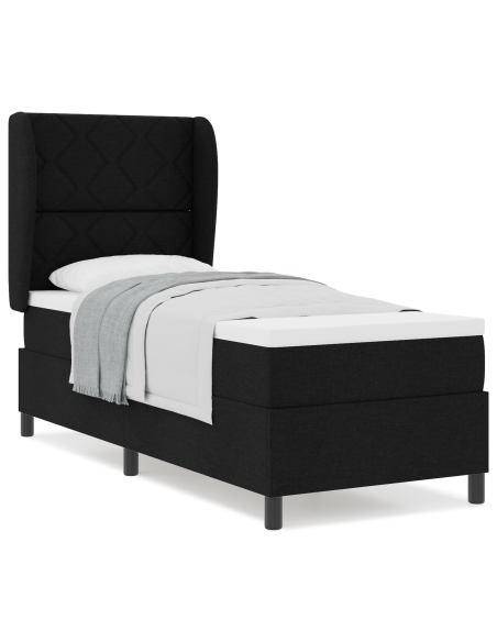 Letto Box Spring con Materasso - Nero - 80x200 cm - Tessuto