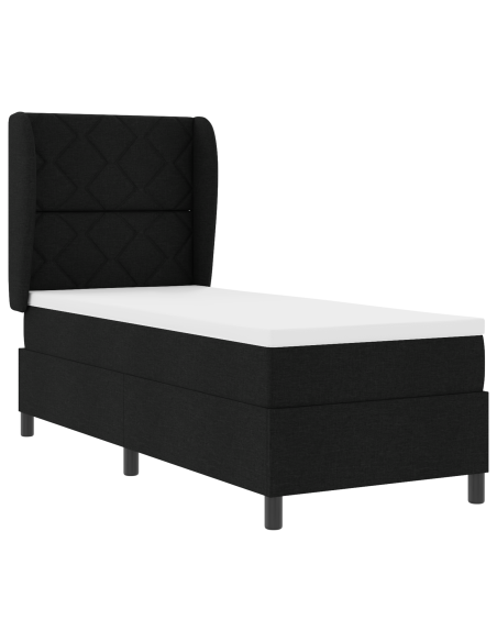 Letto Box Spring con Materasso - Nero - 80x200 cm - Tessuto