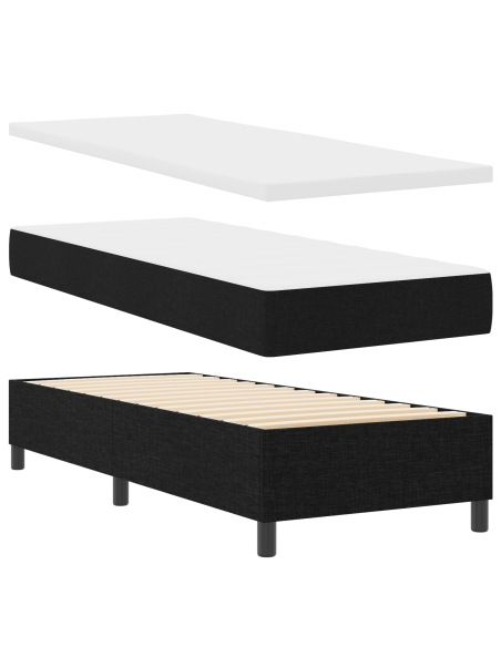 Letto Box Spring con Materasso - Nero - 80x200 cm - Tessuto