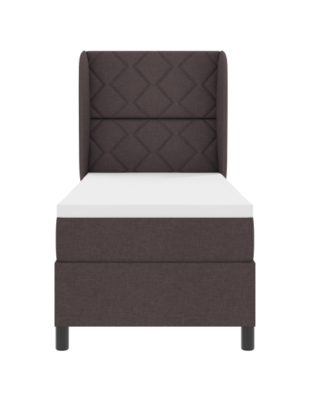 Letto a Molle con Materasso - Marrone Scuro, 80x200 cm, Tessuto
