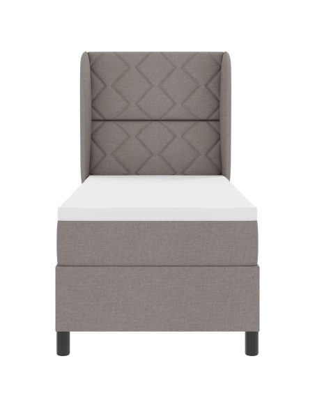 Letto Box Spring con Materasso in Tortora 80x200 cm Tessuto