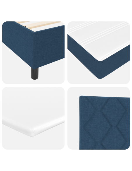 Letto con Box Spring e Materasso - Blu, 80x200 cm, Tessuto