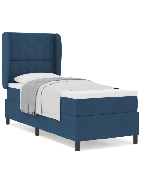 Letto con Box Spring e Materasso - Blu, 80x200 cm, Tessuto