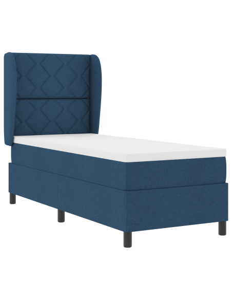 Letto con Box Spring e Materasso - Blu, 80x200 cm, Tessuto