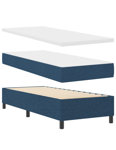 Letto a molle con materasso Blu 80 x 200 cm Tessuto