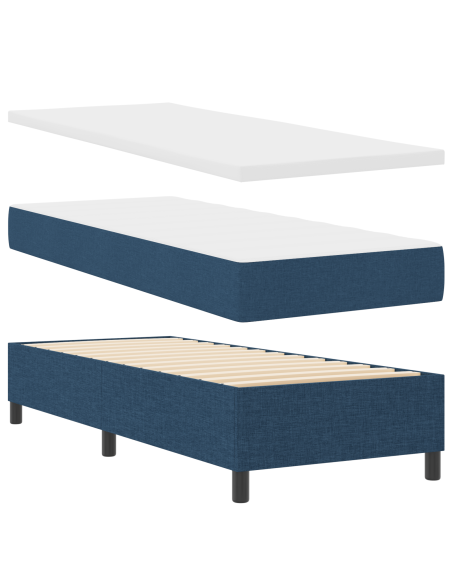 Letto con Box Spring e Materasso - Blu, 80x200 cm, Tessuto