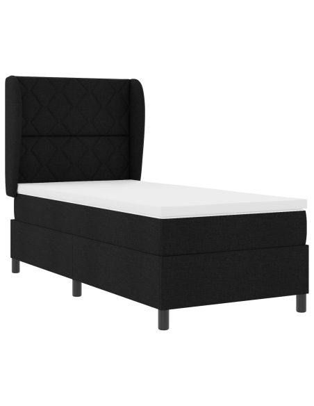 Letto Box Spring con Materasso Nero 90x190 cm Tessuto