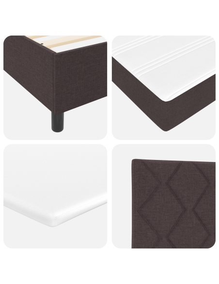 Letto Box Spring con Materasso Marrone Scuro 90x190 cm Tessuto