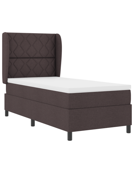 Letto Box Spring con Materasso Marrone Scuro 90x190 cm Tessuto