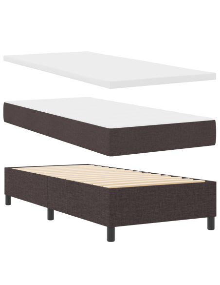 Letto Box Spring con Materasso Marrone Scuro 90x190 cm Tessuto