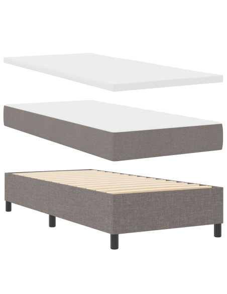 Letto a Molle con Materasso in Tortora, 90x190 cm, Tessuto