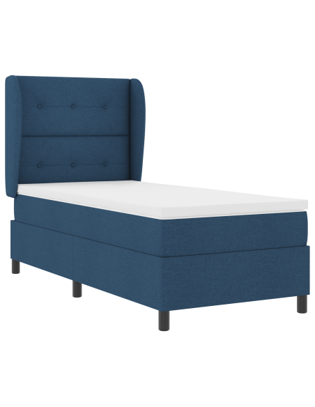 Letto a Rete con Materasso Blu 90x190 cm Tessuto