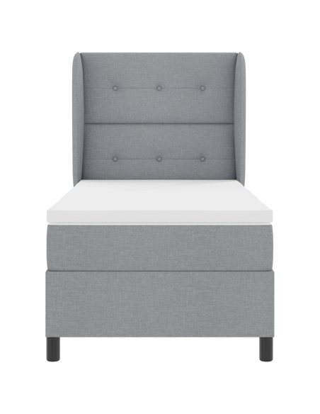 Letto a Molle con Materasso Grigio Chiaro 90x200 cm Tessuto