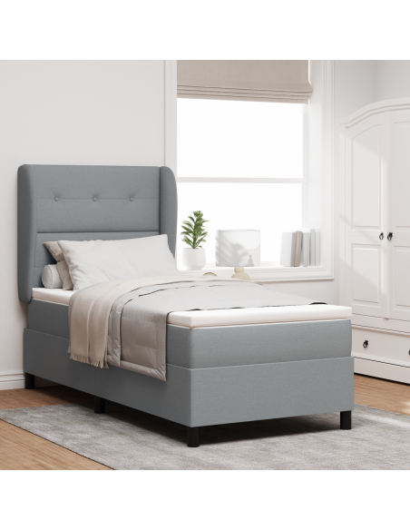 Letto a Molle con Materasso Grigio Chiaro 90x200 cm Tessuto
