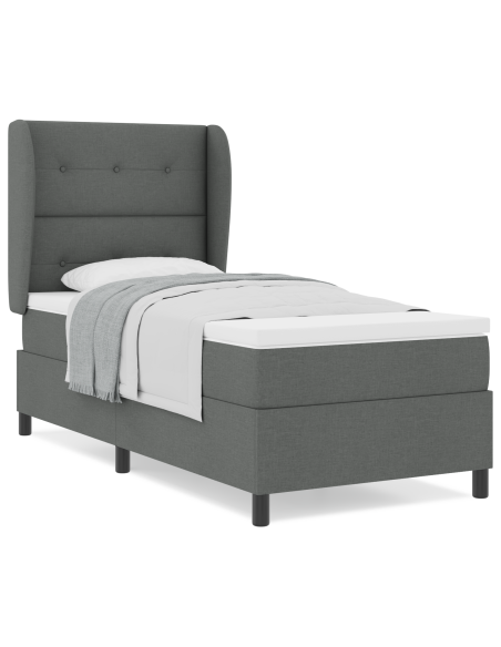Letto a doghe con materasso Grigio scuro 90x200 cm Tessuto