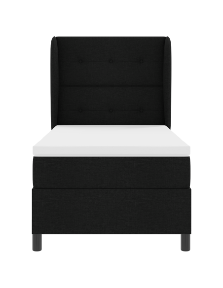 Letto a molle con materasso Nero 90 x 200 cm Tessuto