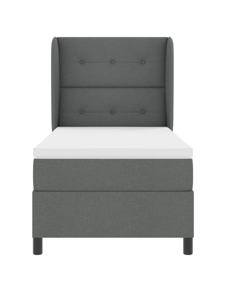Letto Box Spring con Materasso Grigio Scuro 100x200 cm Tessuto