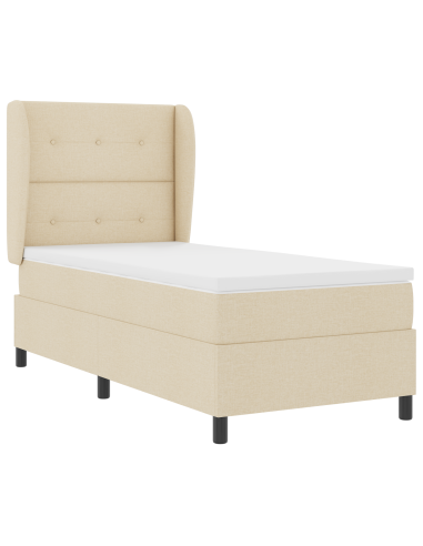 Letto a molle con materasso Crema 100 x 200 cm Tessuto