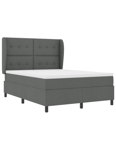 Letto a molle con materasso Grigio scuro 140 x 190 cm Tessuto