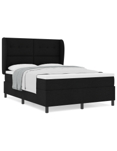 Letto a molle con materasso Nero 140 x 190 cm Tessuto 2