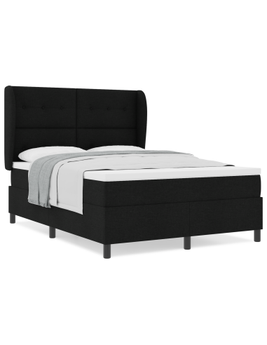 Letto a molle con materasso Nero 140 x 190 cm Tessuto