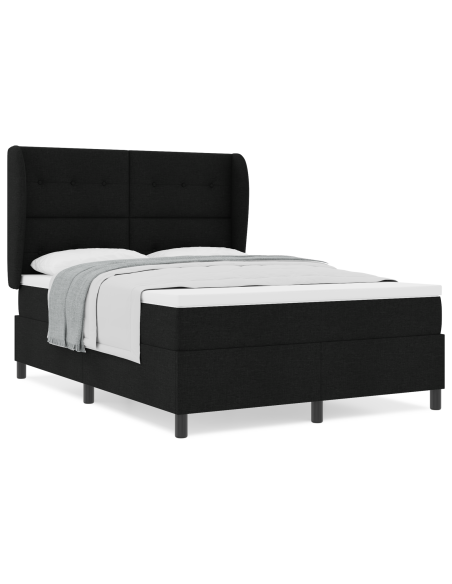 Letto a molle con materasso Nero 140 x 190 cm Tessuto