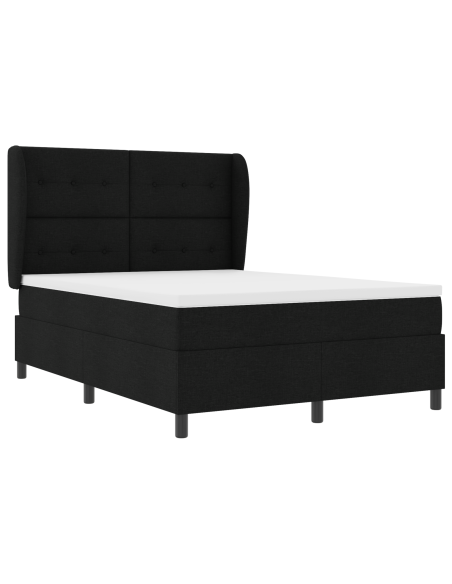 Letto a molle con materasso Nero 140 x 190 cm Tessuto