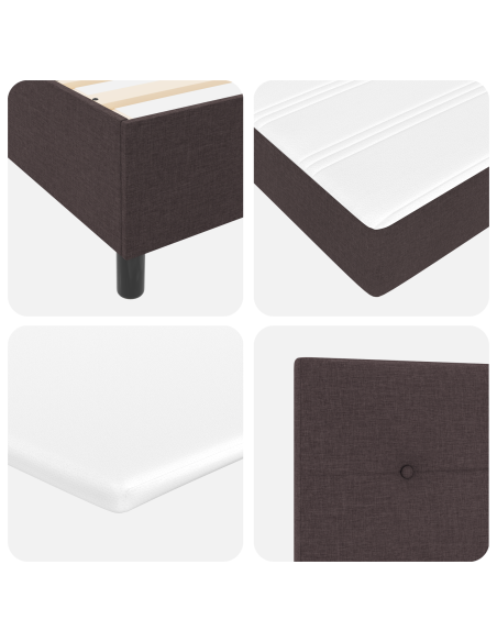 Letto Box Spring con Materasso in Marrone Scuro, 140x190 cm, Tessuto