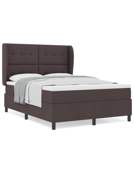 Letto Box Spring con Materasso in Marrone Scuro, 140x190 cm, Tessuto