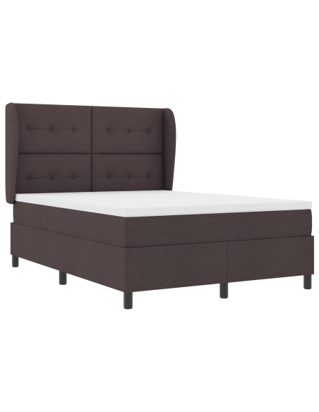Letto Box Spring con Materasso in Marrone Scuro, 140x190 cm, Tessuto