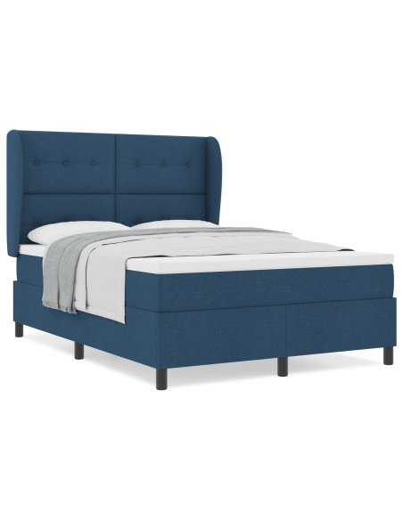Letto Contenitore con Materasso Blu 140x190 cm Tessuto