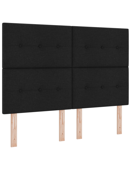 Letto box spring con materasso in nero, 140x200 cm in tessuto