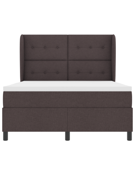 Letto Box Spring con Materasso - Marrone Scuro, 140x200 cm, Tessuto
