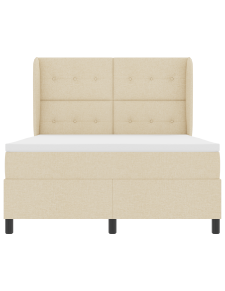 Letto con Rete a Molla e Materasso - Crema, 140x200 cm, Tessuto