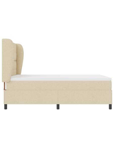 Letto con Rete a Molla e Materasso - Crema, 140x200 cm, Tessuto