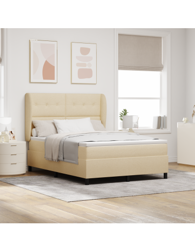 Letto a molle con materasso Crema 140 x 200 cm Tessuto